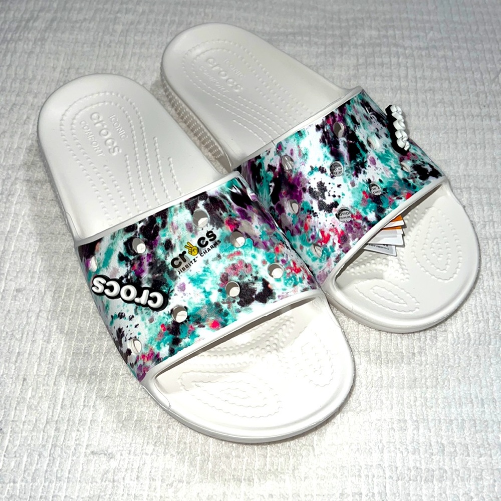 CLASSIC CROCS TIE-DYE GRAPHIC SLIDE women size 8